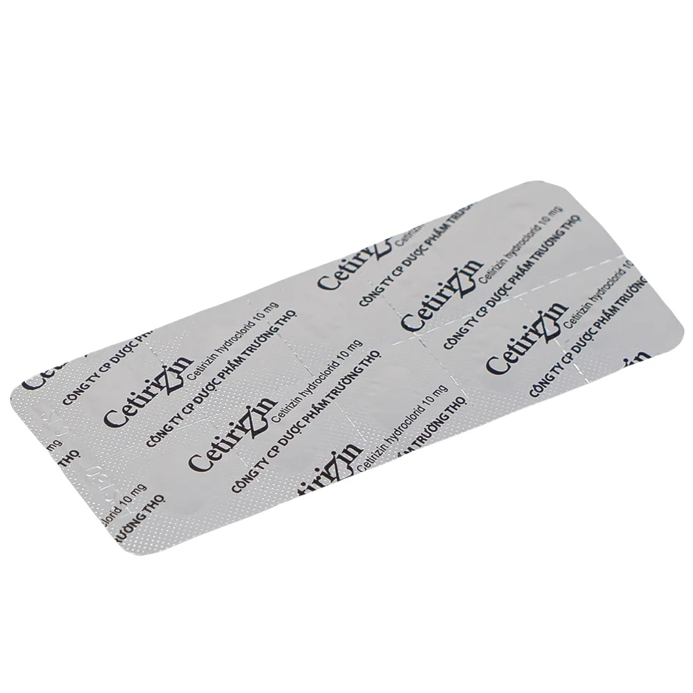 Hình ảnh Thuốc Cetirizin 10mg Trường Thọ trị ngứa ngoài da do dị ứng (10 vỉ x 10 viên)