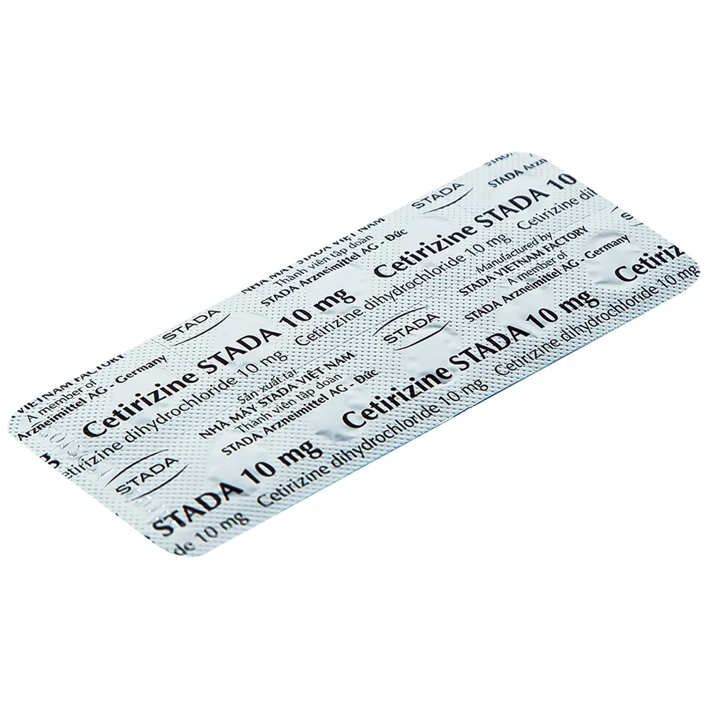 Hình ảnh Thuốc Cetirizine Stada 10mg điều trị viêm mũi dị ứng, mày đay (10 vỉ x 10 viên) 