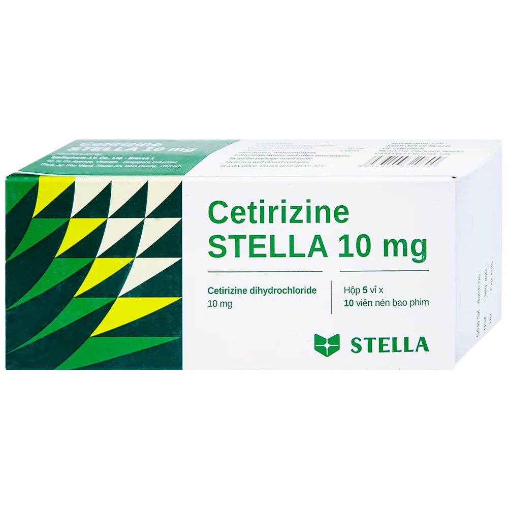 Hình ảnh Thuốc Cetirizine Stella 10mg giảm viêm mũi dị ứng, mày đay (5 vỉ x 10 viên)