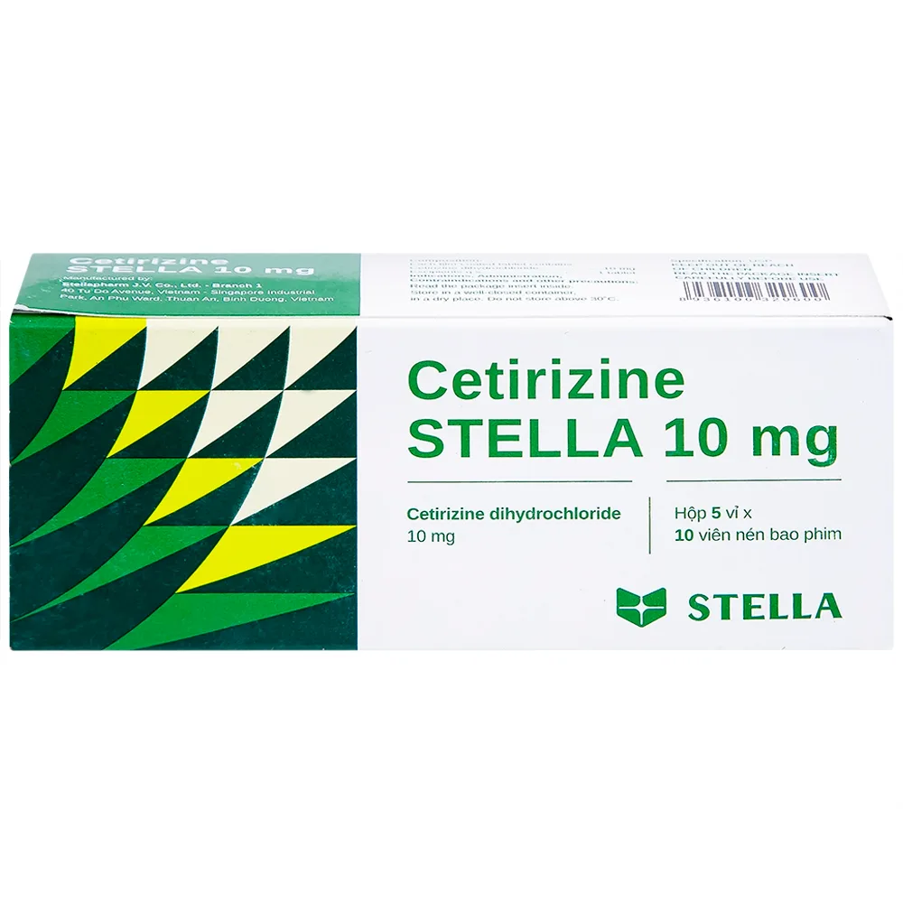Hình ảnh Thuốc Cetirizine Stella 10mg giảm viêm mũi dị ứng, mày đay (5 vỉ x 10 viên)