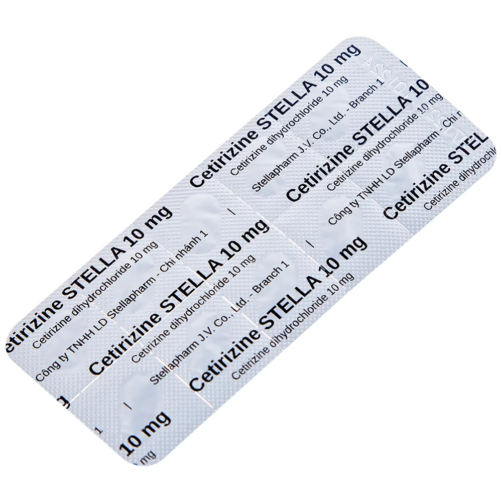 Hình ảnh Thuốc Cetirizine Stella 10mg giảm viêm mũi dị ứng, mày đay (5 vỉ x 10 viên)