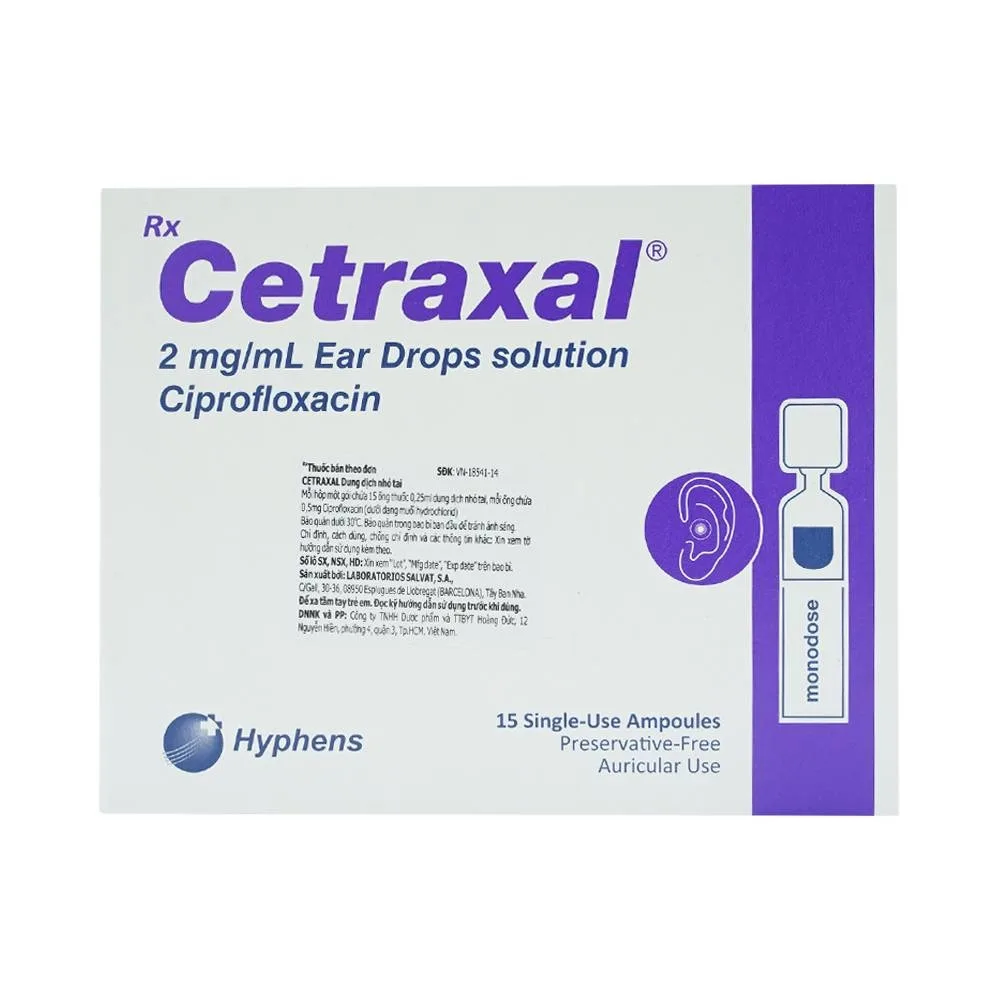 Hình ảnh Dung dịch nhỏ tai Cetraxal Salvat điều trị viêm tai ngoài cấp tính (15 ống)