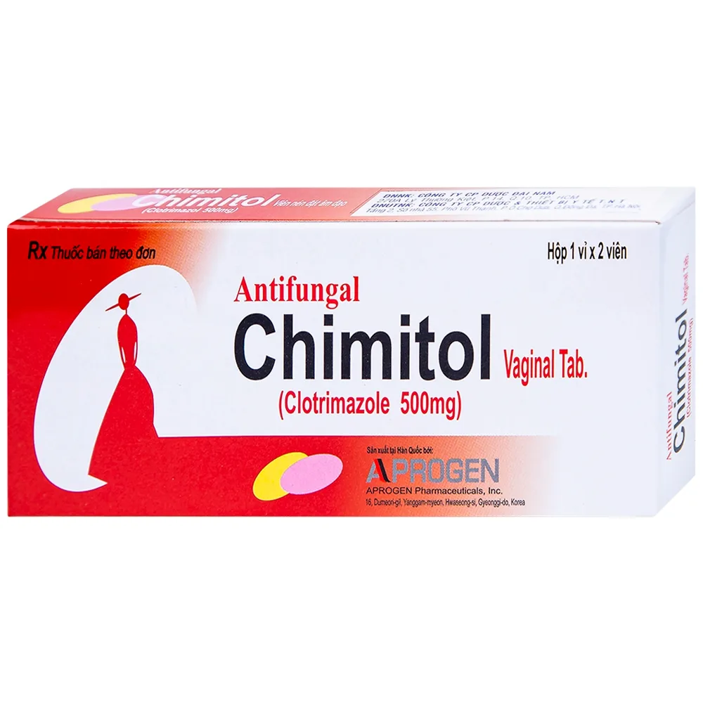 Hình ảnh Viên đặt âm đạo Chimitol Vaginal Tab Aprogen điều trị viêm âm đạo do nấm (1 vỉ x 2 viên)