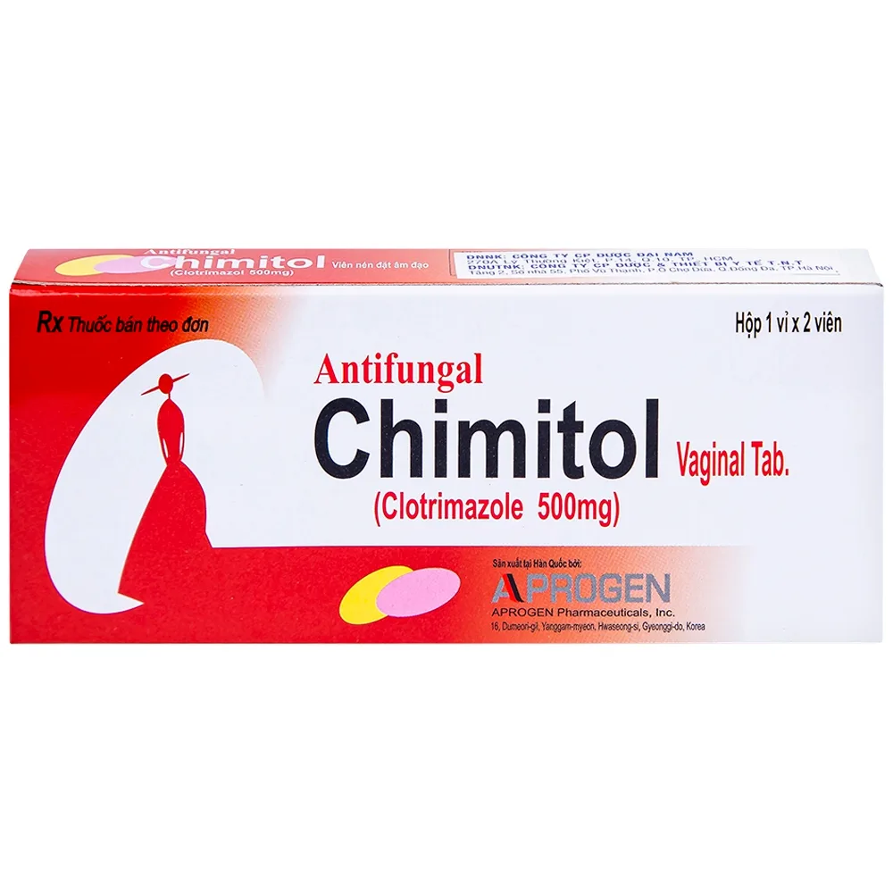 Hình ảnh Viên đặt âm đạo Chimitol Vaginal Tab Aprogen điều trị viêm âm đạo do nấm (1 vỉ x 2 viên)