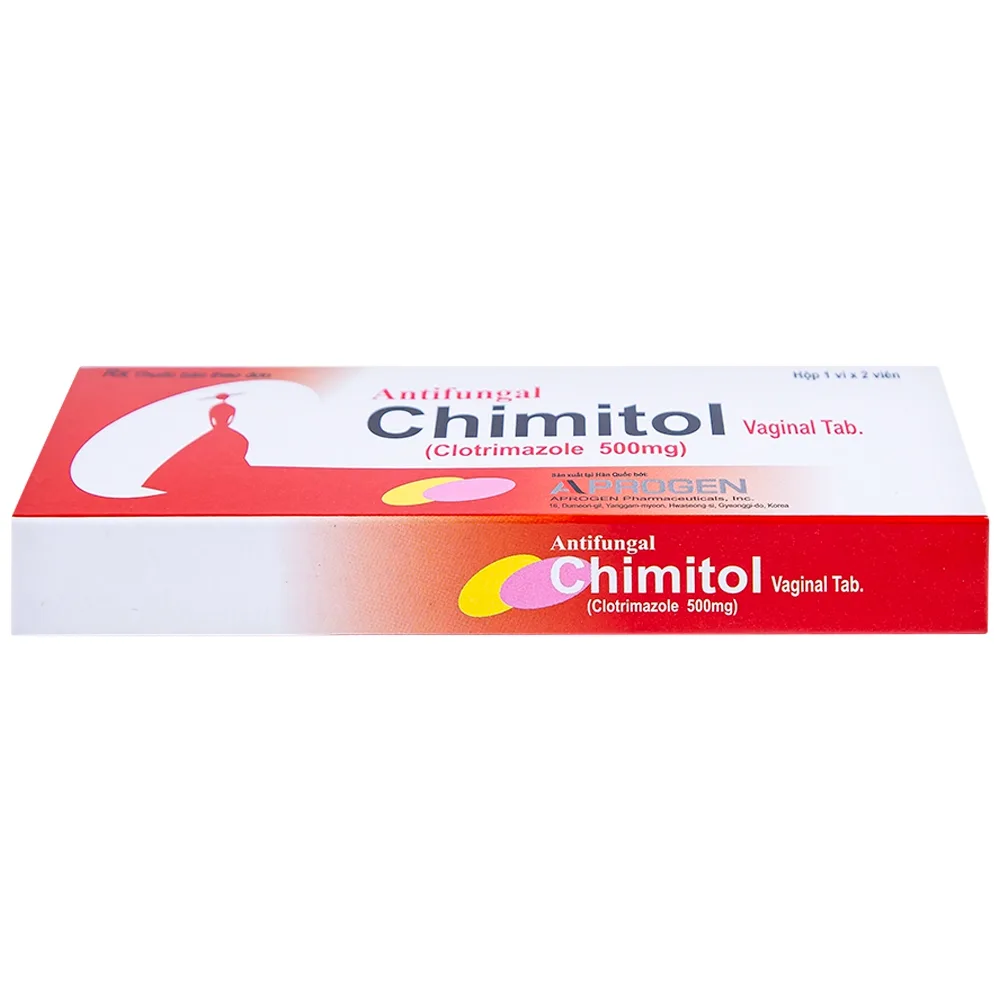 Hình ảnh Viên đặt âm đạo Chimitol Vaginal Tab Aprogen điều trị viêm âm đạo do nấm (1 vỉ x 2 viên)