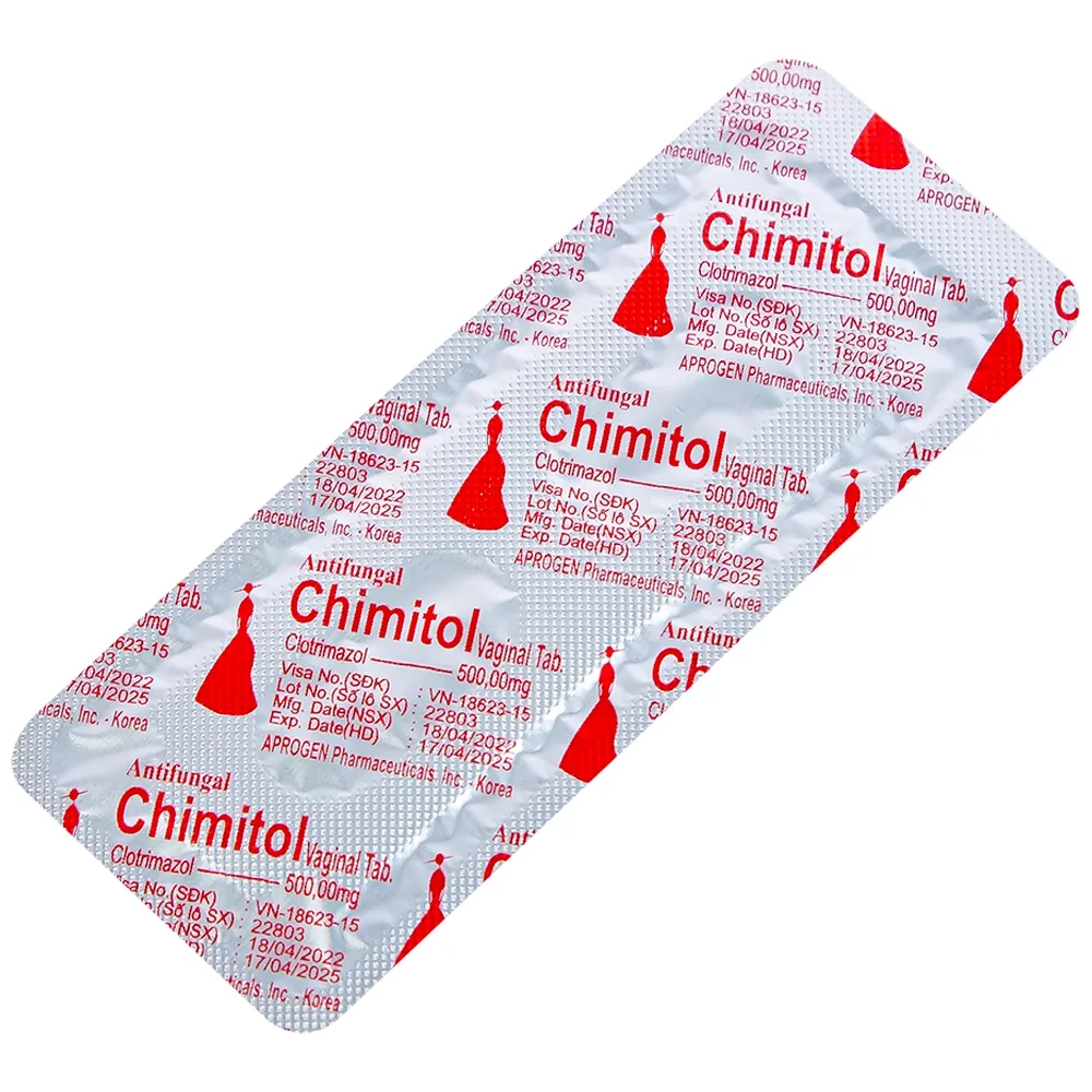 Hình ảnh Viên đặt âm đạo Chimitol Vaginal Tab Aprogen điều trị viêm âm đạo do nấm (1 vỉ x 2 viên)