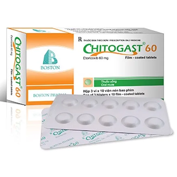Hình ảnh Thuốc Chitogast 60 Boston điều trị triệu chứng các bệnh viêm xương khớp cấp và mạn tính (3 vỉ x 10 viên)