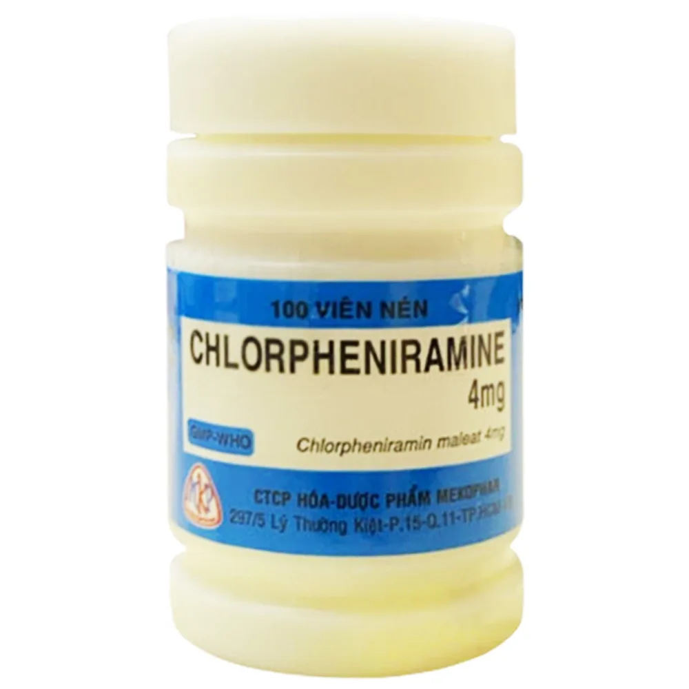 Hình ảnh Thuốc Chlorpheniramine 4mg Mekophar điều trị viêm mũi dị ứng mùa và quanh năm (100 viên)