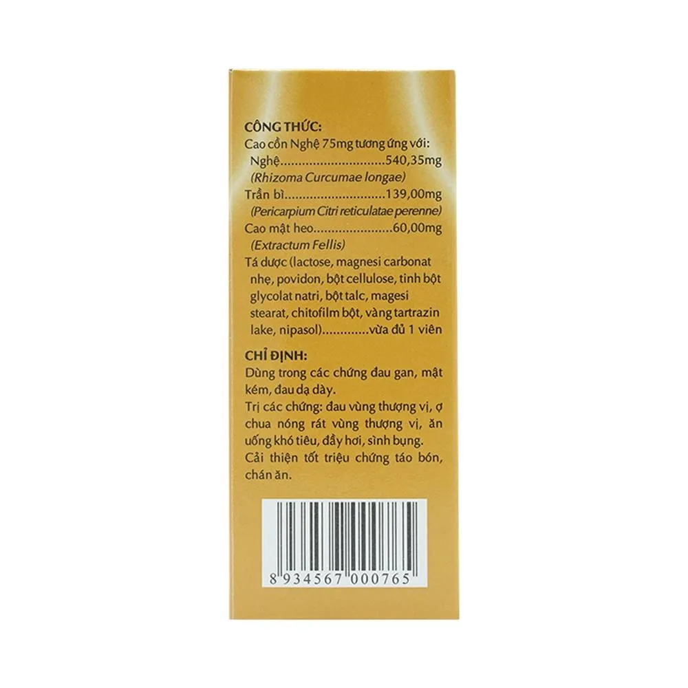 Hình ảnh Viên mật nghệ Cholapan OPC điều trị các chứng gan đau, mật kém, đau dạ dày (5 vỉ x 10 viên)