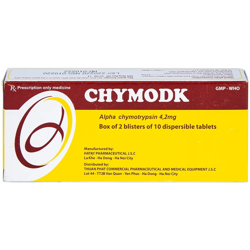 Hình ảnh Thuốc Chymodk 4.2mg Hataphar điều trị phù nề sau chấn thương, phẫu thuật, bỏng (2 vỉ x 10 viên)