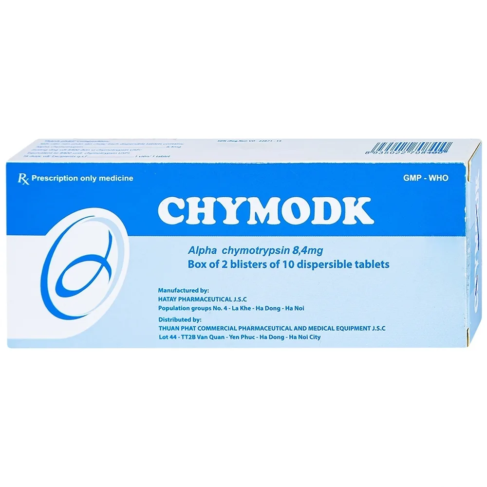 Hình ảnh Thuốc Chymodk 8.4mg Hataphar điều trị phù nề sau chấn thương, phẫu thuật, bỏng (2 vỉ x 10 viên)