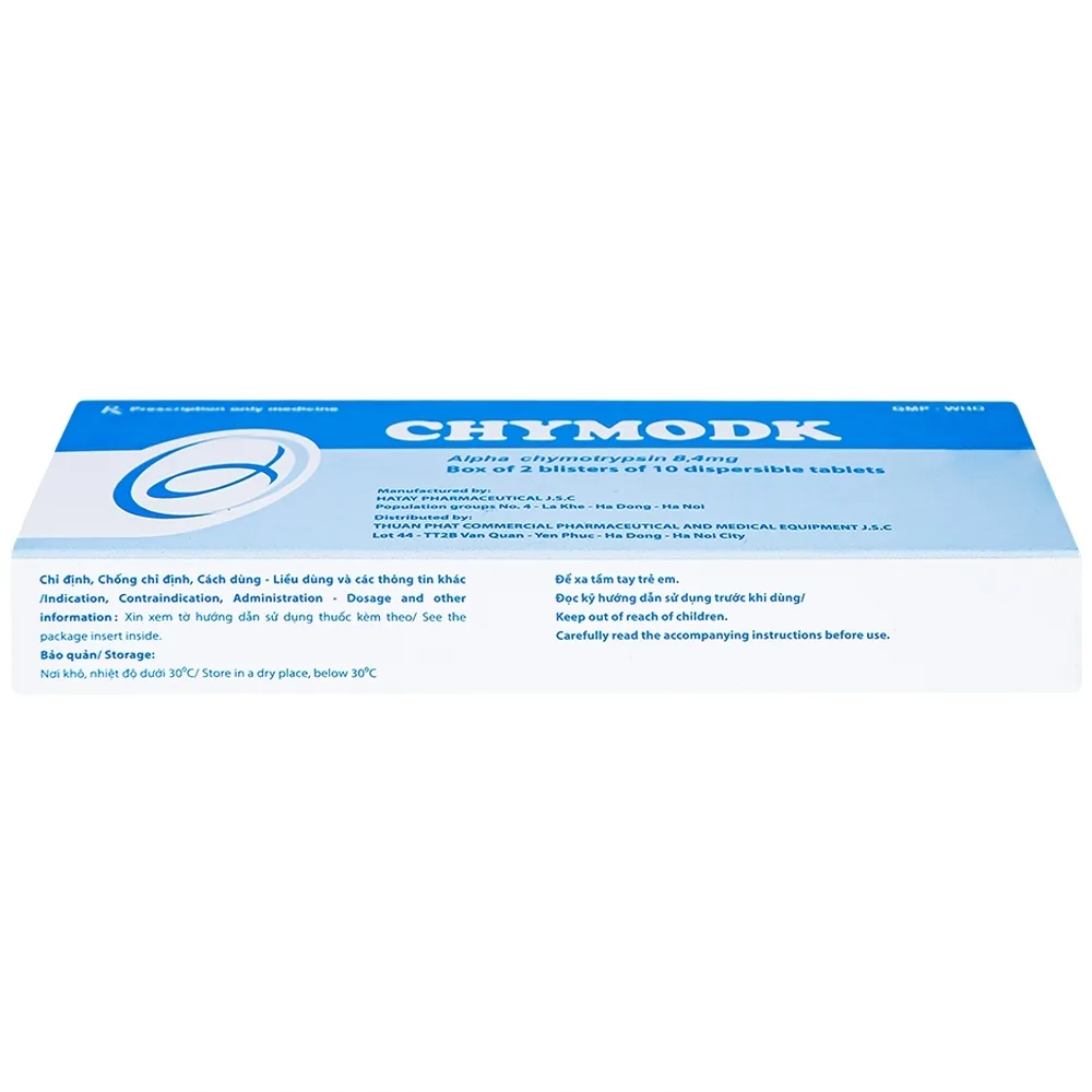 Hình ảnh Thuốc Chymodk 8.4mg Hataphar điều trị phù nề sau chấn thương, phẫu thuật, bỏng (2 vỉ x 10 viên)