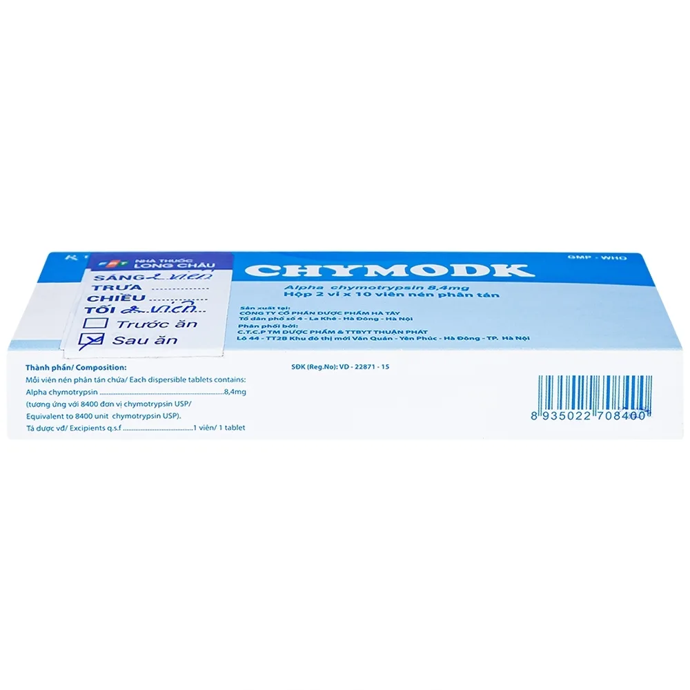 Hình ảnh Thuốc Chymodk 8.4mg Hataphar điều trị phù nề sau chấn thương, phẫu thuật, bỏng (2 vỉ x 10 viên)
