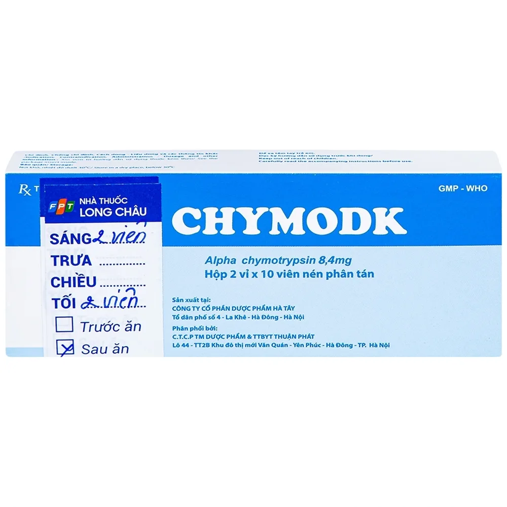 Hình ảnh Thuốc Chymodk 8.4mg Hataphar điều trị phù nề sau chấn thương, phẫu thuật, bỏng (2 vỉ x 10 viên)
