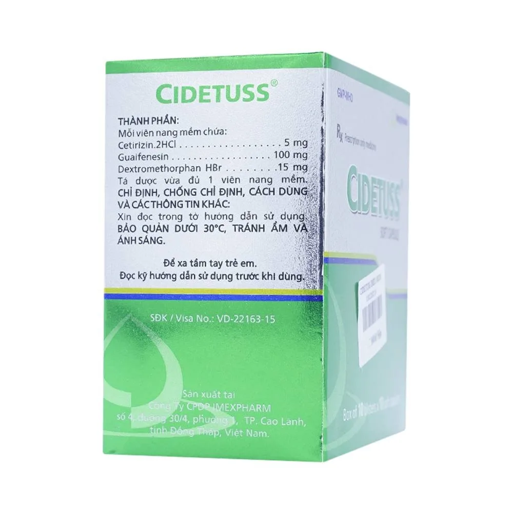 Hình ảnh Thuốc Cidetuss Imexpharm điều trị các trường hợp ho (10 vỉ x 10 viên)