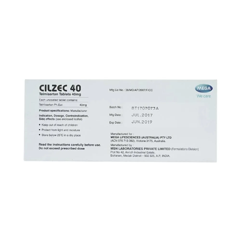 Hình ảnh Thuốc Cilzec 40 MSN điều trị cao huyết áp (3 vỉ x 10 viên)