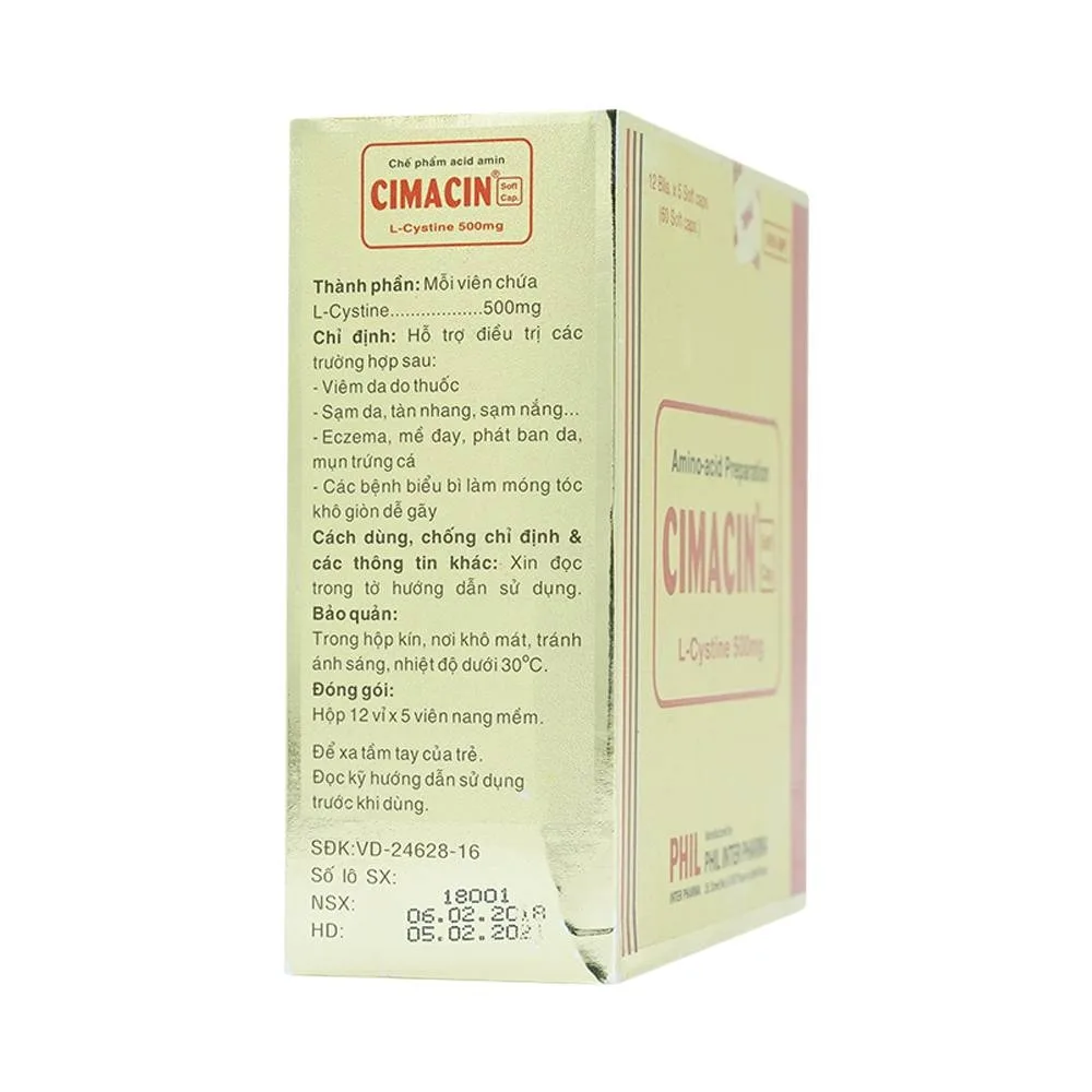 Hình ảnh Thuốc Cimacin Phil hỗ trợ điều trị viêm da, sạm da (12 vỉ x 5 viên)
