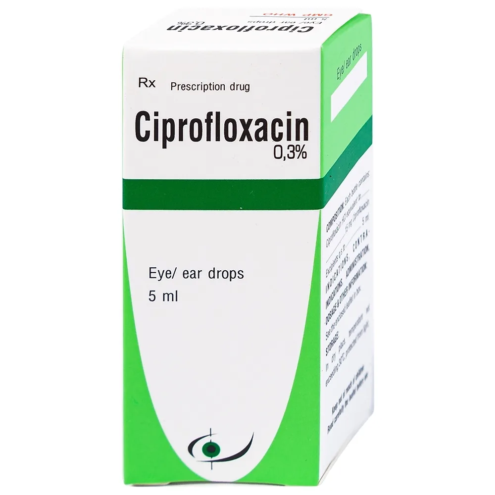 Hình ảnh Thuốc nhỏ mắt, nhỏ tai Ciprofloxacin 0.3% Bidiphar điều trị các nhiễm khuẩn (5ml)