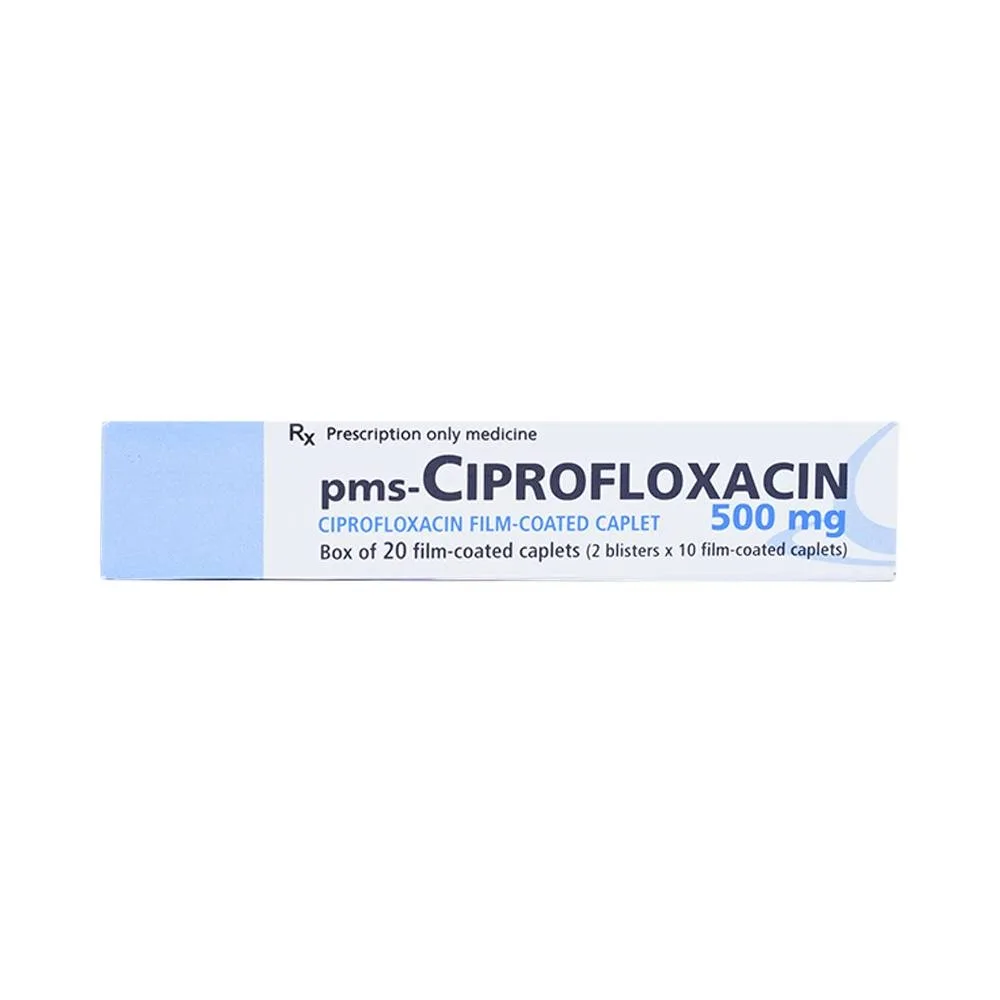 Hình ảnh Thuốc PMS-Ciprofloxacin 500mg điều trị nhiễm khuẩn nặng (2 vỉ x 10 viên)