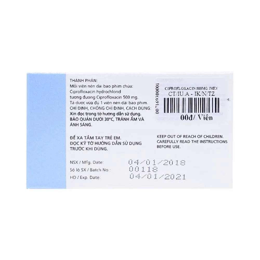 Hình ảnh Thuốc PMS-Ciprofloxacin 500mg điều trị nhiễm khuẩn nặng (2 vỉ x 10 viên)