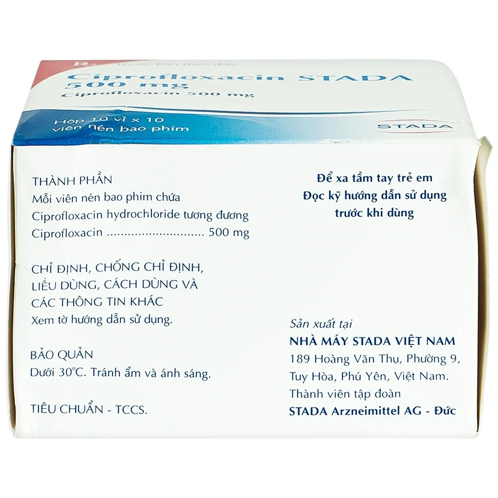 Hình ảnh Thuốc Ciprofloxacin Stada 500mg điều trị trong các trường hợp nhiễm khuẩn (10 vỉ x 10 viên)