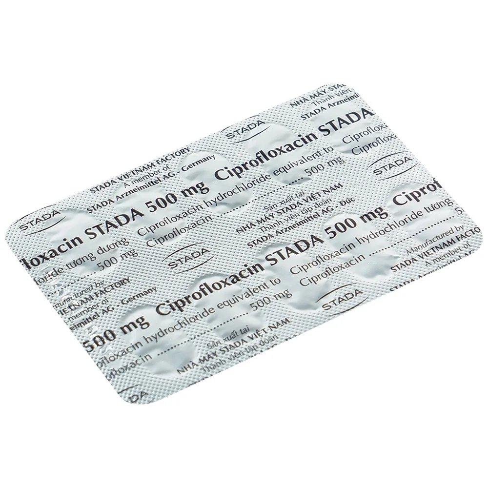 Hình ảnh Thuốc Ciprofloxacin Stada 500mg điều trị trong các trường hợp nhiễm khuẩn (10 vỉ x 10 viên)