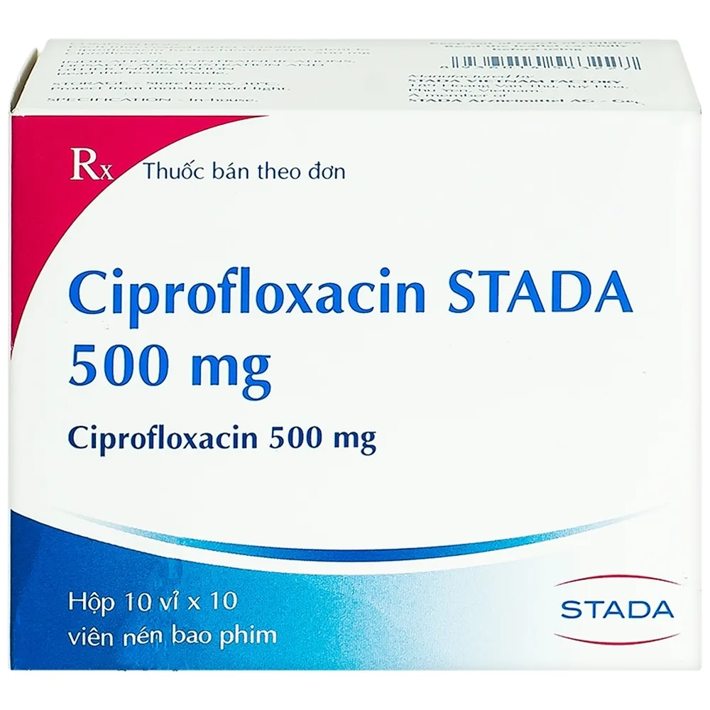 Hình ảnh Thuốc Ciprofloxacin Stada 500mg điều trị trong các trường hợp nhiễm khuẩn (10 vỉ x 10 viên)