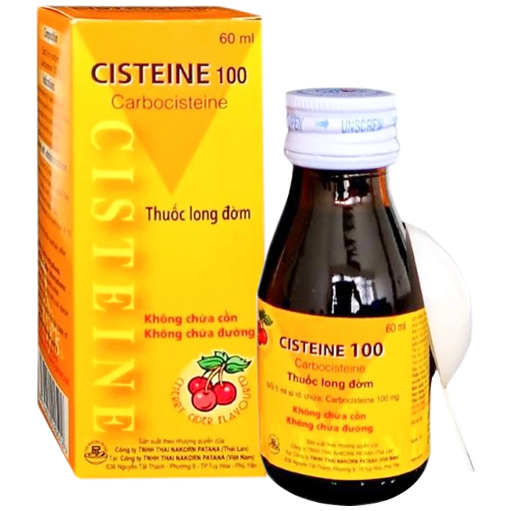 Hình ảnh Siro Cisteine 100 Thai Nakorn điều trị hỗ trợ trong viêm xoang, viêm mũi họng, chảy dịch ống tai (60ml)