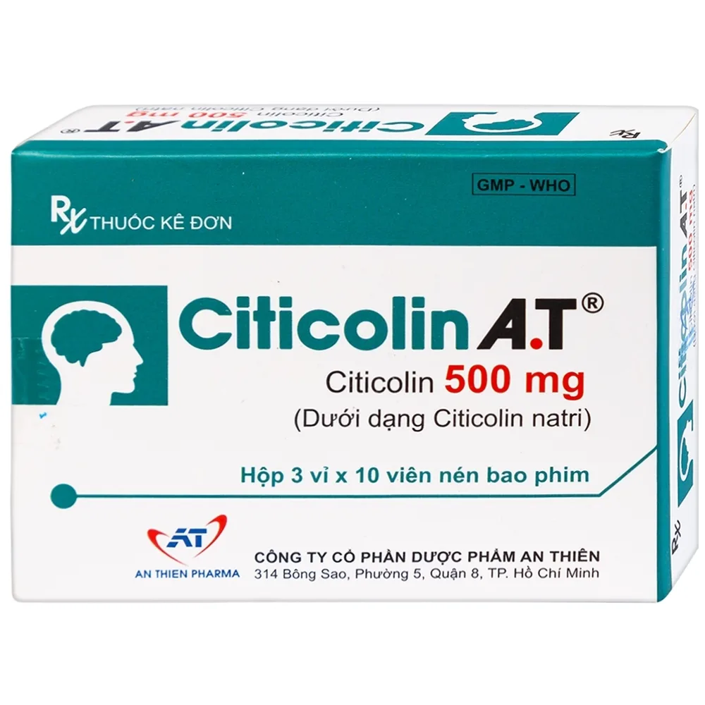 Hình ảnh Thuốc Citicolin A.T điều trị cho bệnh nhân bị chấn thương sọ não nặng (3 vỉ x 10 viên)
