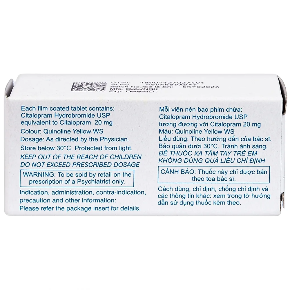 Hình ảnh Thuốc Citopam 20 Sun Pharma điều trị trầm cảm, rối loạn hoảng sợ (3 vỉ x 10 viên)