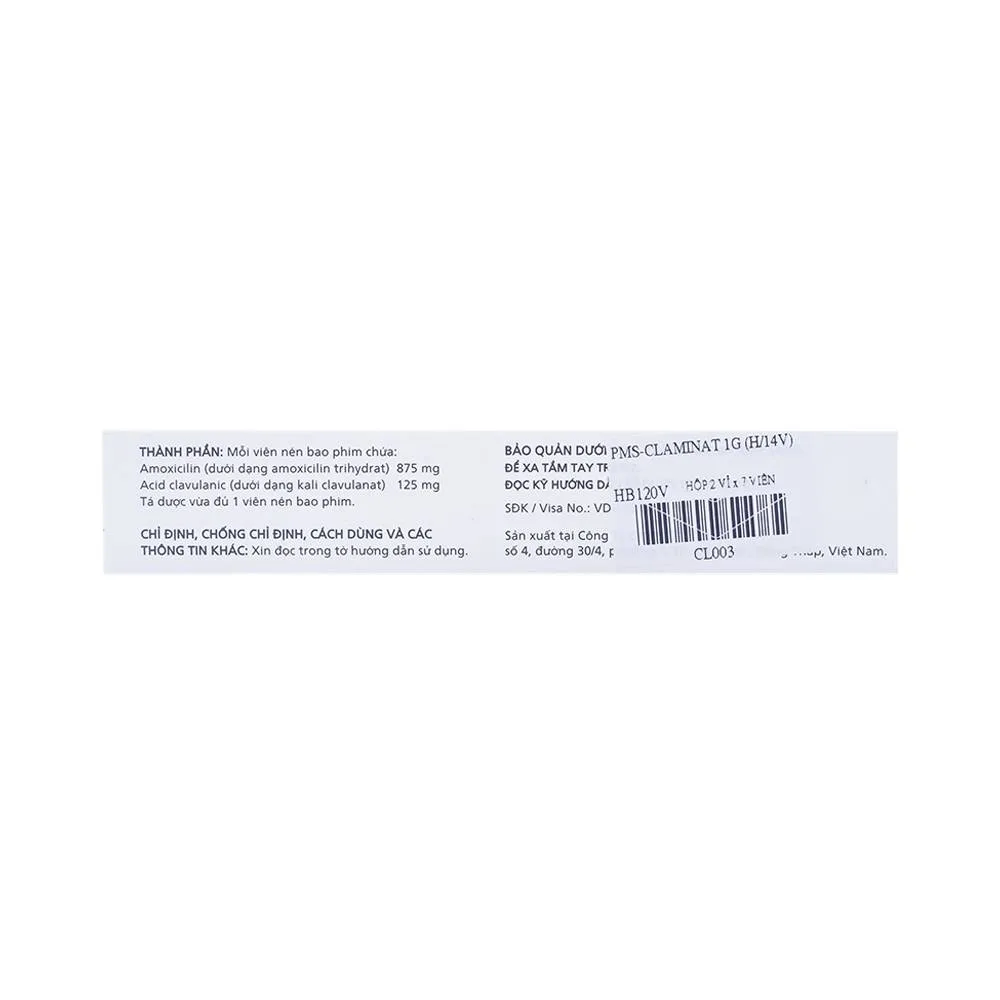 Hình ảnh Thuốc Claminat 1g Imexpharm điều trị nhiễm khuẩn (2 vỉ x 7 viên)