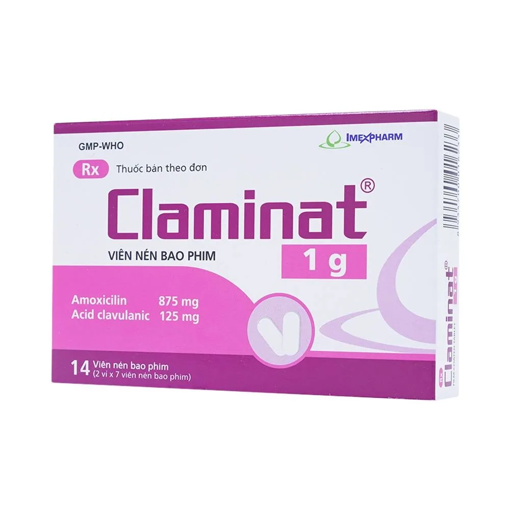 Hình ảnh Thuốc Claminat 1g Imexpharm điều trị nhiễm khuẩn (2 vỉ x 7 viên)