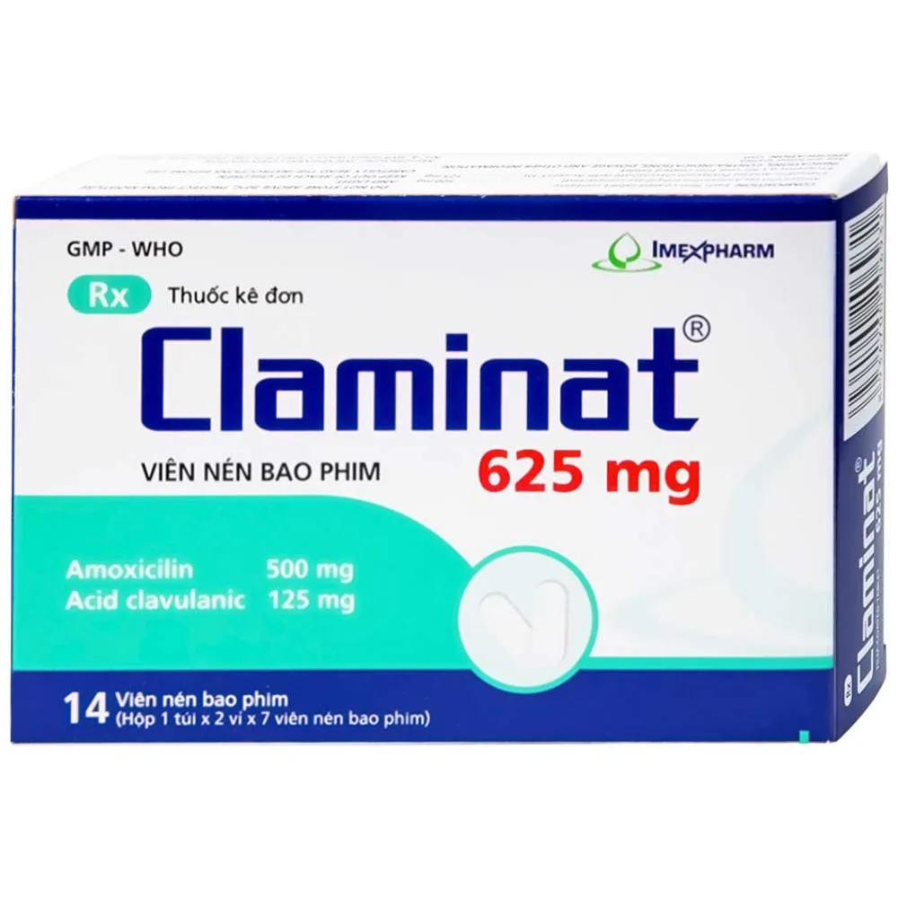 Hình ảnh Thuốc Claminat 625mg Imexpharm điều trị nhiễm trùng (2 vỉ x 7 viên)