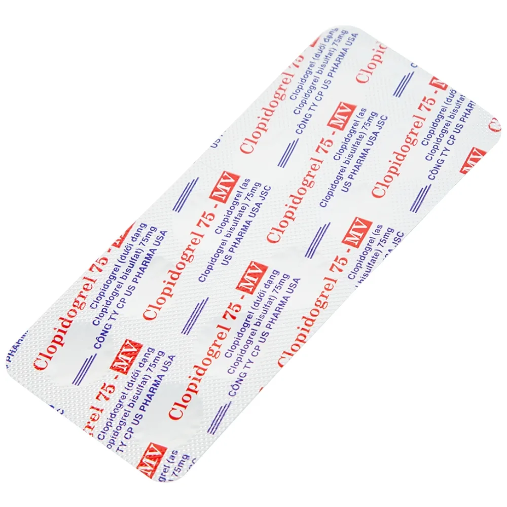 Hình ảnh Thuốc Clopidogrel 75 - MV USP làm giảm hay dự phòng các biến cố huyết khối (3 vỉ x 10 viên)