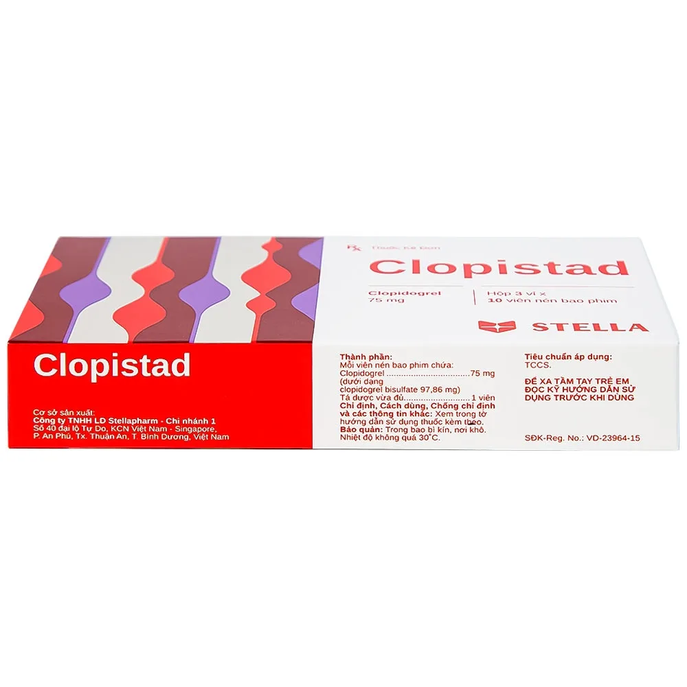 Hình ảnh Thuốc Clopistad 75mg Stella phòng ngừa các biến cố do huyết khối động mạch (3 vỉ x 10 viên)