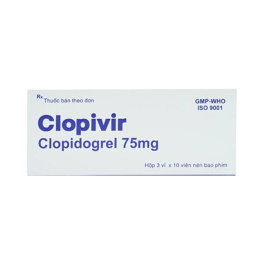 Hình ảnh Thuốc Clopivir 75mg Bidiphar phòng ngừa nhồi máu cơ tim, đột quỵ (3 vỉ x 10 viên)
