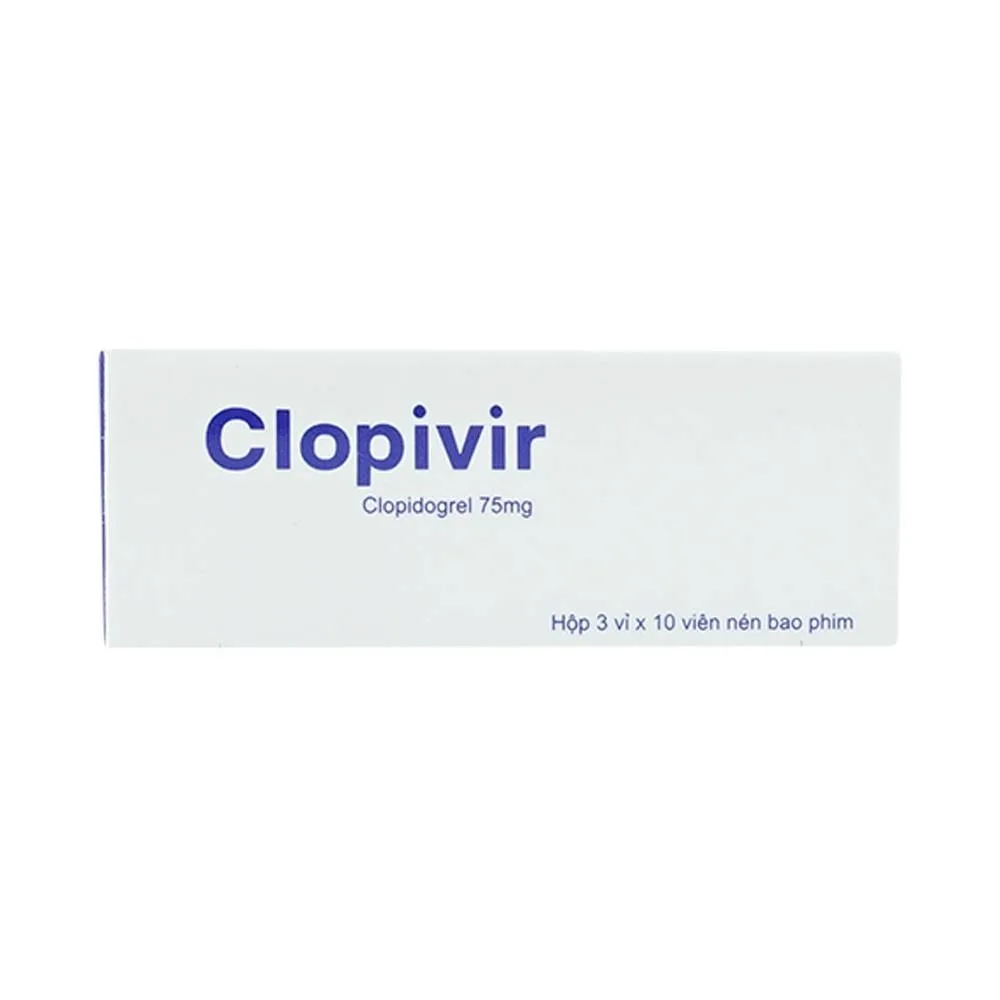 Hình ảnh Thuốc Clopivir 75mg Bidiphar phòng ngừa nhồi máu cơ tim, đột quỵ (3 vỉ x 10 viên)