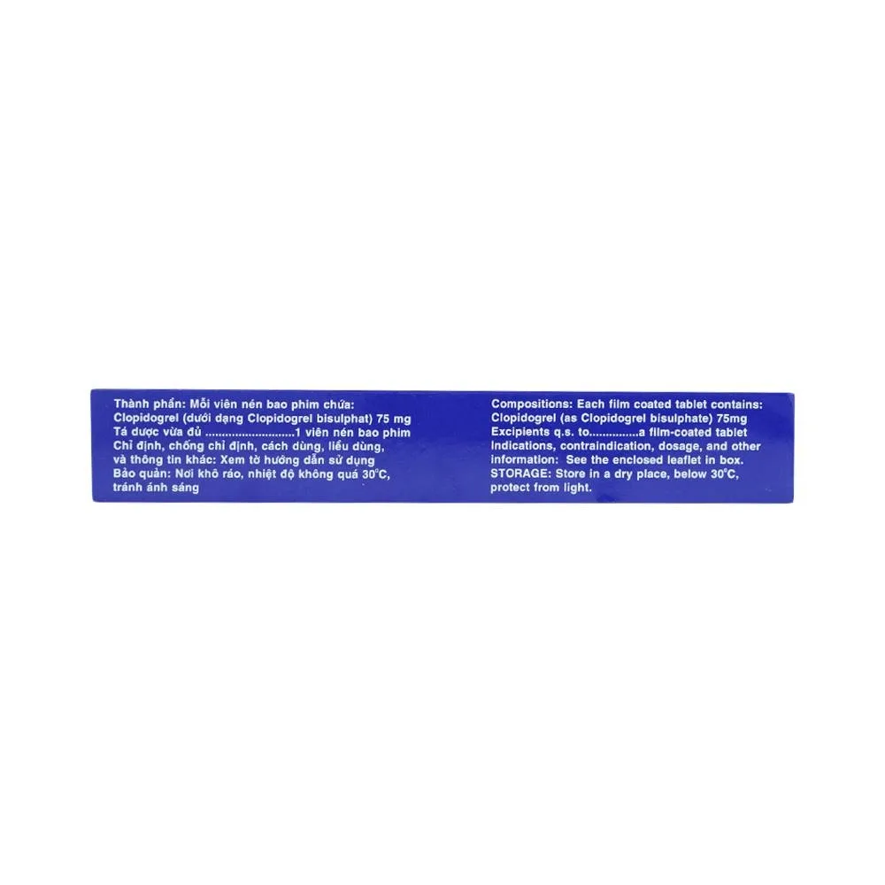Hình ảnh Thuốc Clopivir 75mg Bidiphar phòng ngừa nhồi máu cơ tim, đột quỵ (3 vỉ x 10 viên)