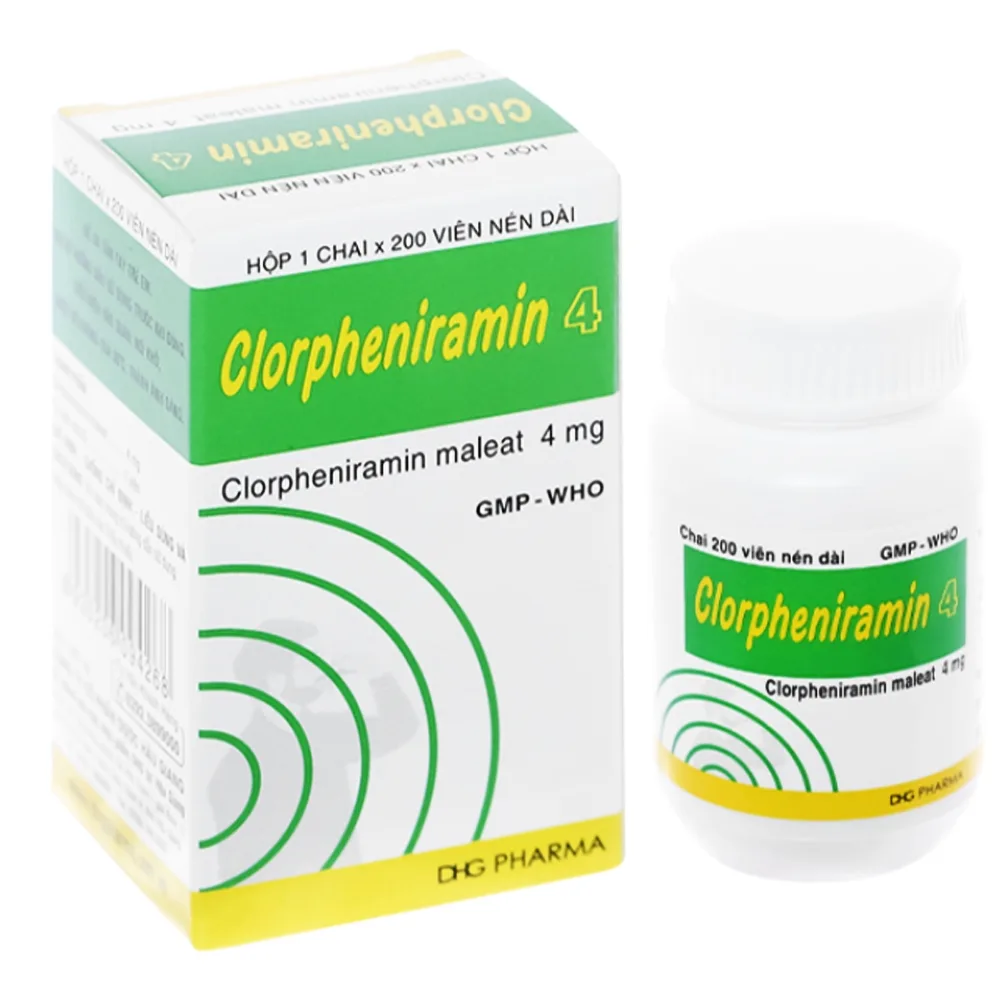 Hình ảnh Thuốc Clorpheniramin 4 DHG điều trị viêm mũi dị ứng, chảy nước mũi (200 viên)