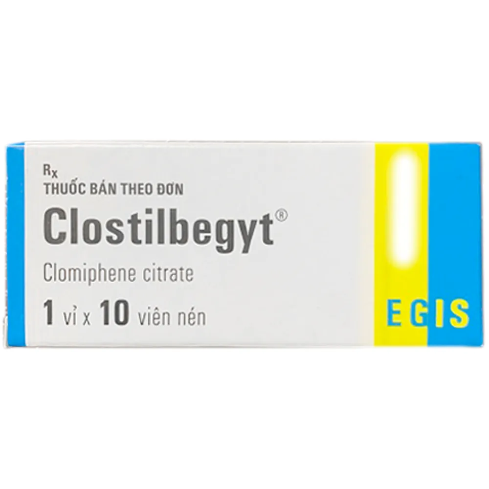 Hình ảnh Thuốc Clostilbegyt 50mg Egis Pharma kích thích rụng trứng, điều trị vô kinh (1 vỉ x 10 viên)