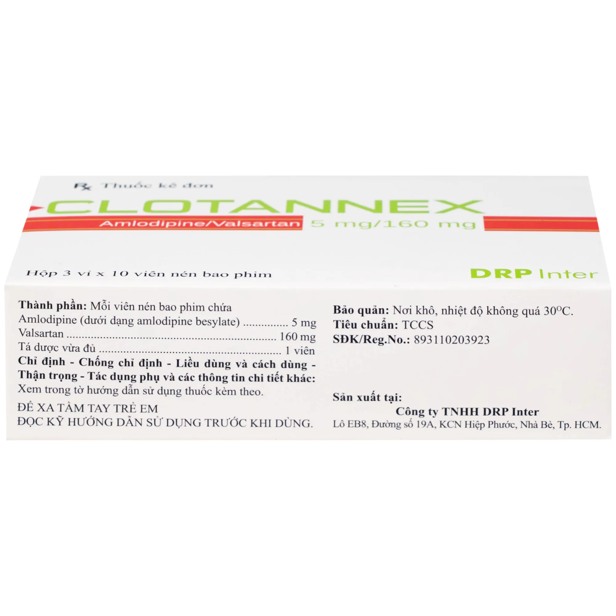 Hình ảnh Thuốc Clotannex 5/160mg DRP Inter điều trị tăng huyết áp vô căn (3 vỉ x 10 viên)