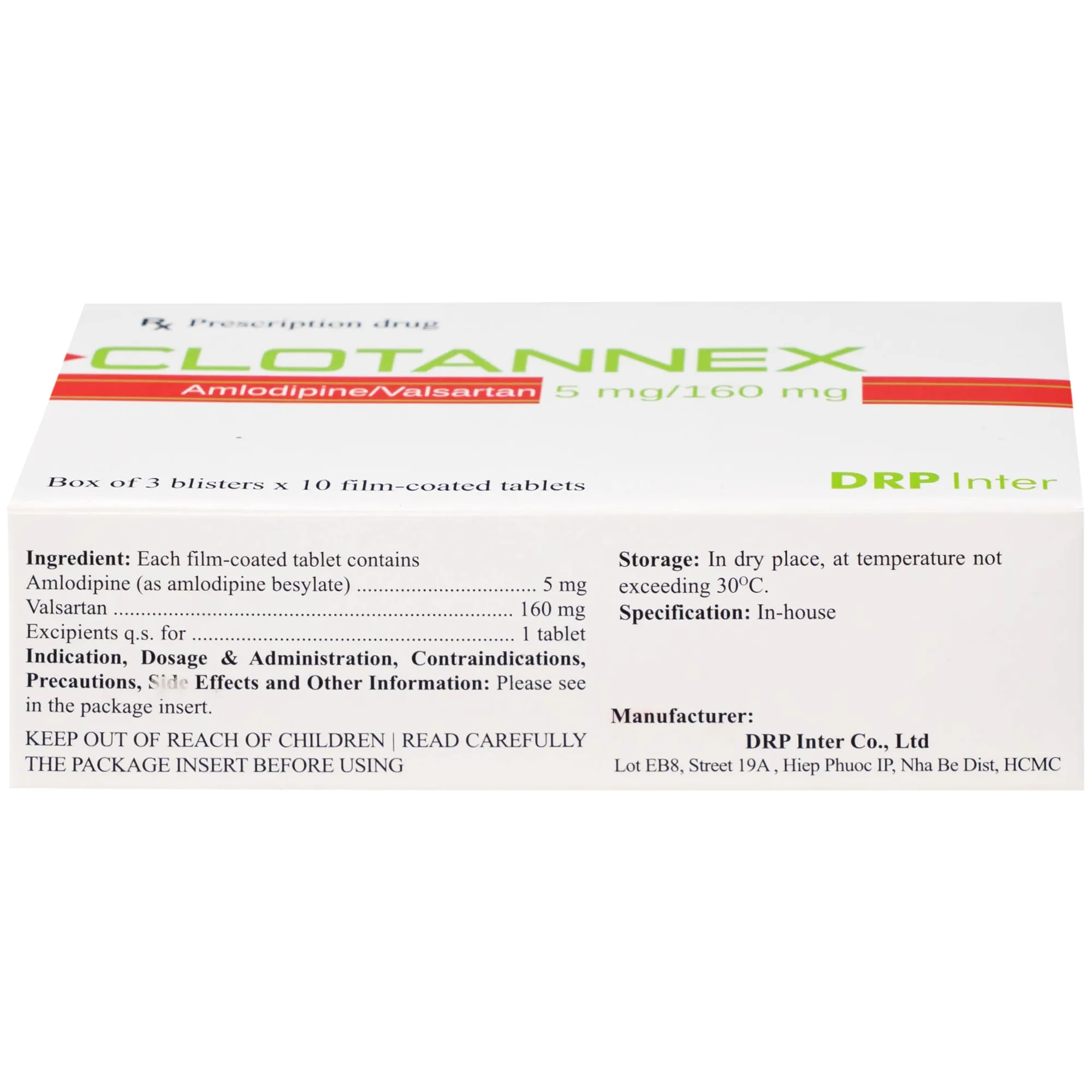 Hình ảnh Thuốc Clotannex 5/160mg DRP Inter điều trị tăng huyết áp vô căn (3 vỉ x 10 viên)