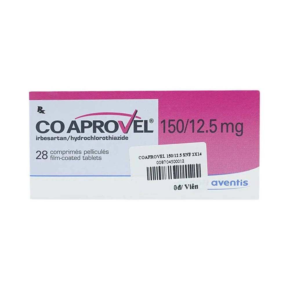 Hình ảnh Thuốc Coaprovel 150mg/12.5mg Sanofi điều trị tăng huyết áp nguyên phát (2 vỉ x 14 viên)