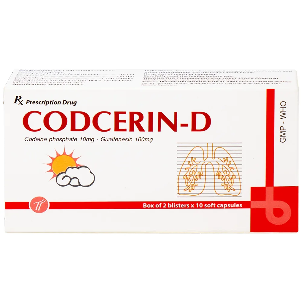 Hình ảnh Thuốc CODCERIN-D Trường Thọ điều trị triệu chứng ho khan, ho có đờm, ho do dị ứng (2 vỉ x 10 viên)