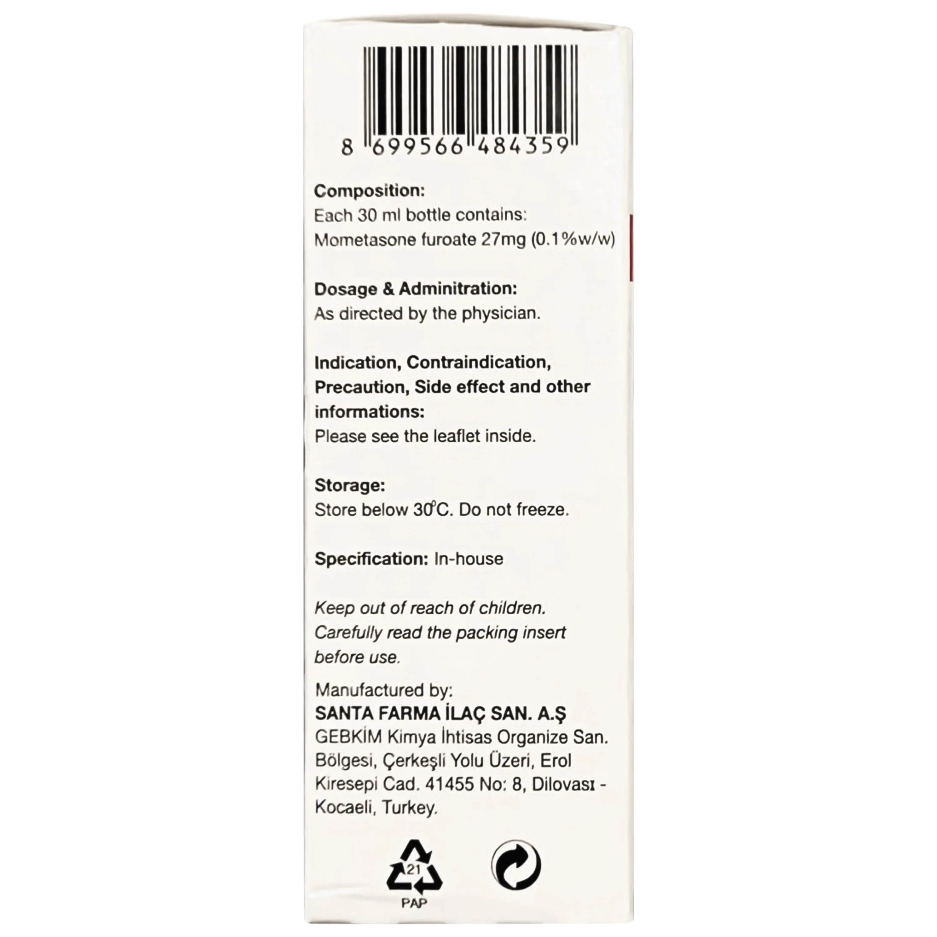 Hình ảnh Thuốc Codermo 0.1% Lotion Santa điều trị các tổn thương viêm và ngứa (30ml)