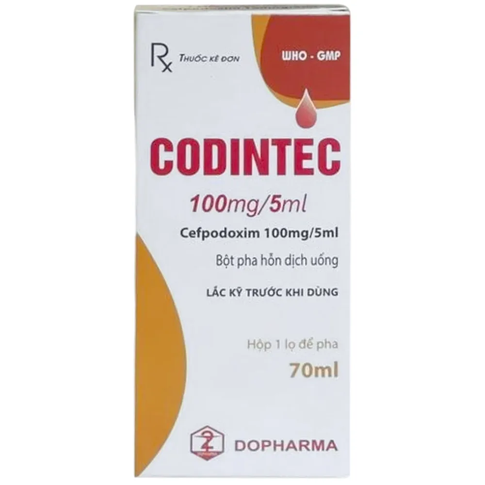 Hình ảnh Bột pha hỗn dịch uống Codintec 100mg/5ml Dopharma điều trị nhiễm khuẩn (70ml)