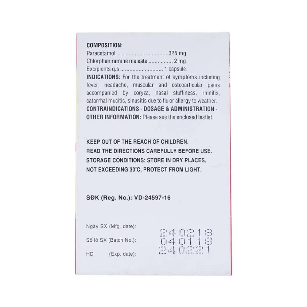 Hình ảnh Thuốc Coldacmin Flu DHG điều trị triệu chứng cảm sốt, nhức đầu, đau nhức cơ bắp (10 vỉ x 10 viên)