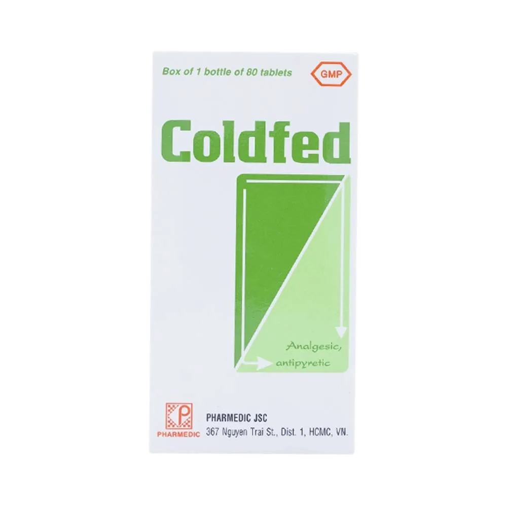 Hình ảnh Thuốc Coldfed điều trị triệu chứng cảm, sốt, nhức đầu, sổ mũi, đau khớp, đau cơ (80 viên)