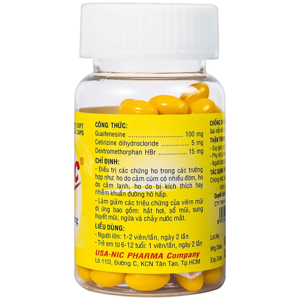 Hình ảnh Thuốc Coldnic USA-NIC Pharma điều trị viêm mũi, dị ứng, cắt đứt cơn ho (100 viên)