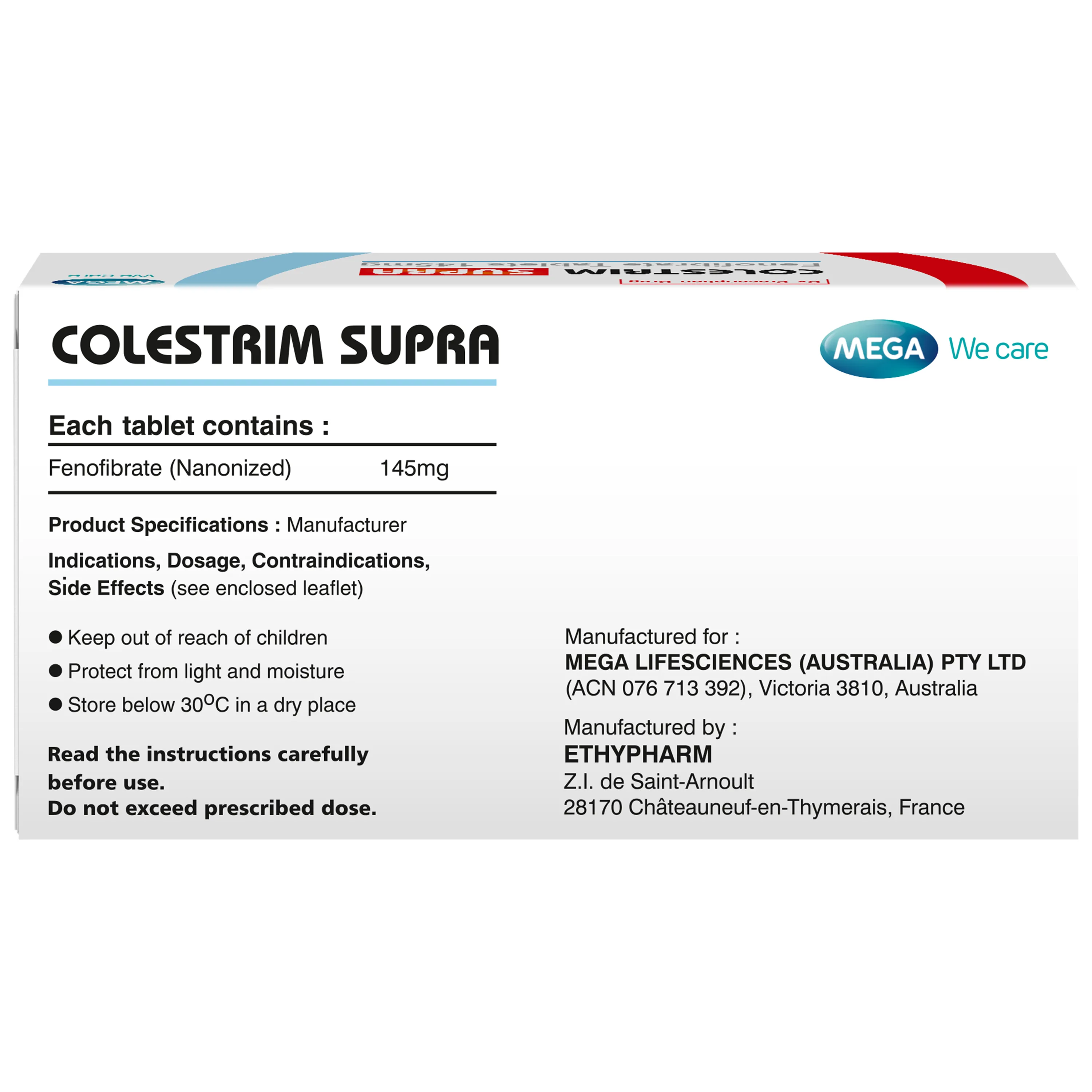 Hình ảnh Thuốc colestrim supra Mega điều trị rối loạn lipoprotein huyết (3 vỉ x 10 viên)